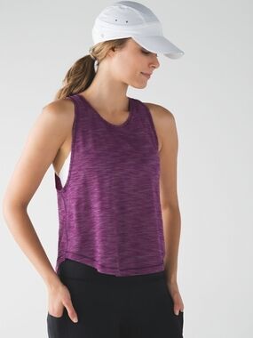 Lululemon Rush Hour Tank Heathered Chilled Grape Loose Fit Active Yoga